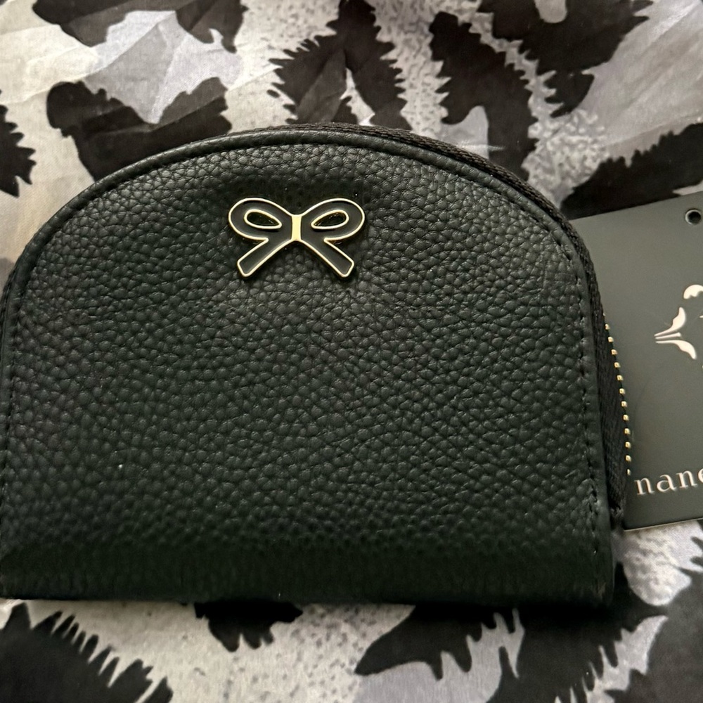 Nanette Lepore Black Mini Wallet/Coin Purse with Gold and Black Bow NWT - Picture 2 of 5